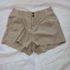 【美品】AZULショートパンツMベージュ春夏リヨセル混涼感シンプル大人カジュアル