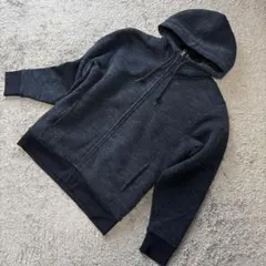 メンズ 内側もこもこボアニットパーカー紺L新品