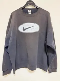 90s NIKE 銀タグ オーバルロゴ スウェット USA製 XL 墨黒フェード