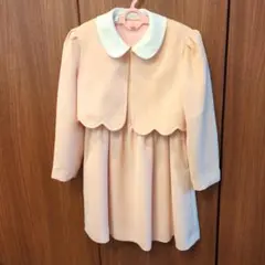 ピンク スカラップカラー 長袖ドレス