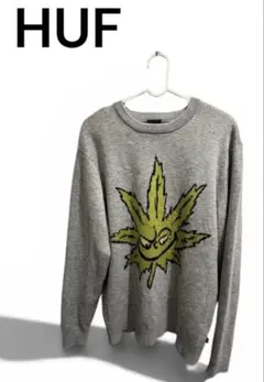HUF 葉っぱ 薄手 ニット グレーのサムネイル