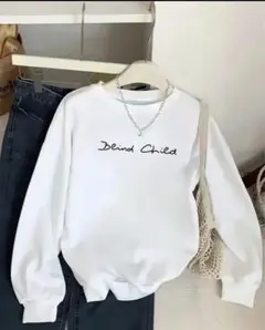 秋新品！白のフードなしスウェット 男女兼用 ストリートスタイル