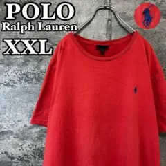 古着　POLO ラルフローレン　刺繍ロゴ　Tシャツ　オレンジ系　ポニー　XXL