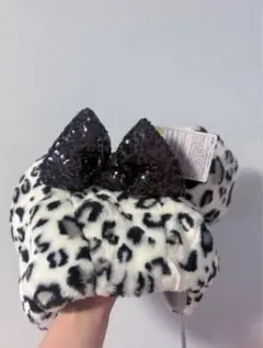 ヒョウ柄ファー スパンコールリボン ファンキャップ【即日発送】