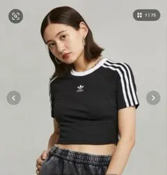 adidas スリーストライプ　ベイビーTシャツ M 黒