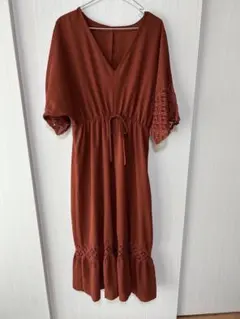 SHEIN ブラウン Vネック ワンピース L