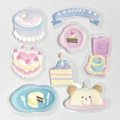 2056 ＊ マシュマロシール スイーツ 8枚 3D立体シール おすそ分け