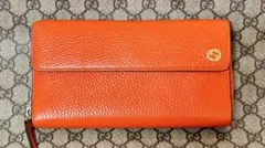 [美品] 最終価格✨GUCCI インターロッキングG 二つ折り財布 オレンジのサムネイル