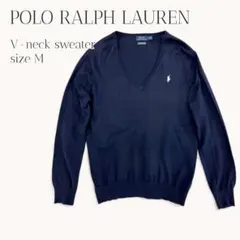 POLO RALPH LAUREN Vネックニット M ネイビー ピマコットン