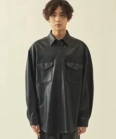 UNITED ARROWS ユナイテッドアローズ フェイクレザーシャツ 黒 M