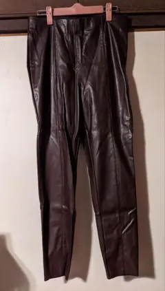 レディース ダークブラウン レザーパンツ