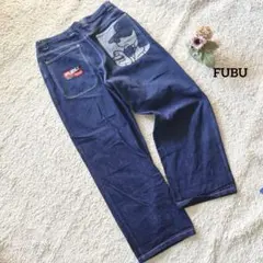 フブ FUBU 濃紺 ワイド デニム CMT キャラクター 刺繍のサムネイル