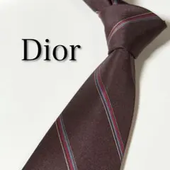 【美品】 Dior ディオール ストライプ柄 ブラウン系 ネクタイ