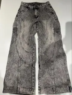 SHEIN 25 グレー ワイドレッグ デニムパンツ