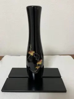 花瓶 陶器 黒地 金彩 花鳥図 正峰窯 - メルカリ
