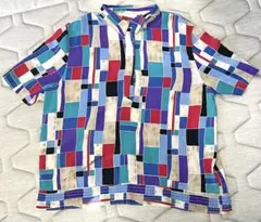 ALFRED DUNNER アルフレッドダナー 総柄シャツ 古着 ハーフボタン