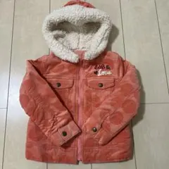 eaB 美品ドット柄コーデュロイジャケット ボアフード付き120㎝