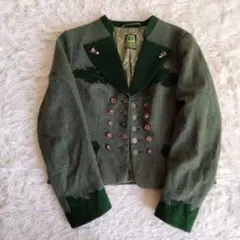 ユーロヴィンテージスウェードチロリアンジャケットテーラード 本革レザー裏地刺繍 古着通販】古着 オーバーサイズ チロリアンジャケット