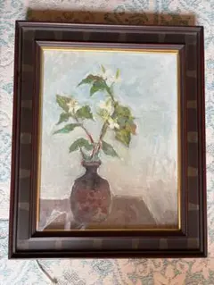 油絵 花瓶の花 静物画 額縁付き 油彩額縁 花瓶の花 油絵 額装品 - メルカリ