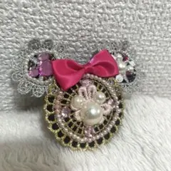 ミニー　ぱっちん　パール　リボン　レース　フリル　ビーズ　髪飾り
