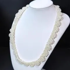 鑑別書付】5連 パールネックレス 46cm 花モチーフ - メルカリ