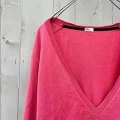 AE6648 PAUL SMITH PINK Vネックニット サーモンピンク