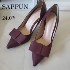 SAPPUN リボンパンプス 24cm サプン ワイン ハイヒール 9cm 美品のサムネイル