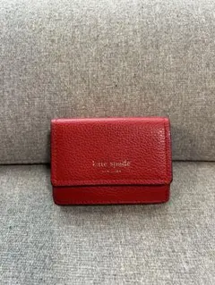 kate spade 赤 レザー 三つ折り財布
