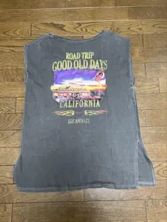 ヴィンテージライクプリントノースリーブTシャツ