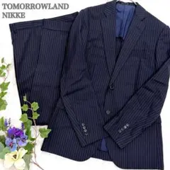 美品 トゥモローランド BLUE WORK NIKKE スーツ 46 ネイビー 美品】トゥモローランド ブルーワーク NIKKE スーツ ネイビー 紺 46