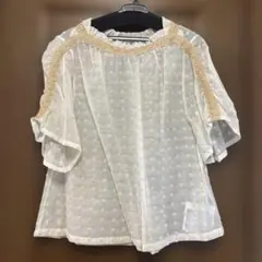 TSUMORI CHISATO 半袖ブラウス ドット柄 ゴールド装飾のサムネイル
