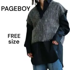 【新品】 PAGEBOY ツイードベストブラウス シャツ 大きい セット 黒
