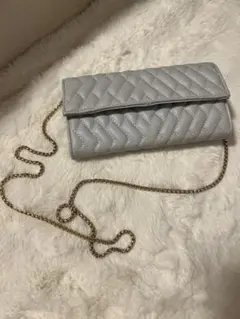 ZARA キルティング チェーンショルダーバッグ ブルーグレー 상태좋음