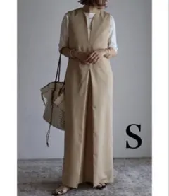 BONJOUR SAGAN ディープVネックオールインワン　ライトベージュ　S