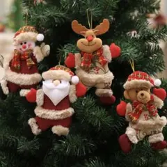 クリスマスオーナメント4点セットサンタトナカイ雪だるま テディベア 飾り 北欧風