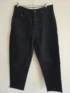 johnbull ブラックデニム ワイドテーパード ボタンフライ