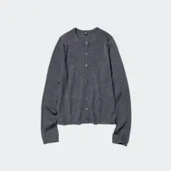 【新品未使用】UNIQLOユニクロ メリノリブクルーネックショートカーディガン