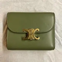 CELINE セリーヌ トリオンフ 二つ折り財布 グリーンのサムネイル