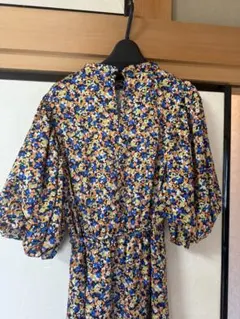 花柄パフスリーブロングワンピース