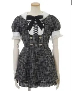 LIZLISA ダブルハートボタンツイードセットアップ ブラック