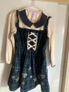 チェック柄ワンピース（ダークグリーン）