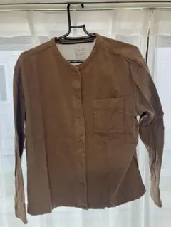 無印良品MUJIネル素材バンドカラーシャツ M