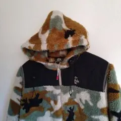 CHUMS フード ボア フリースジャケット 迷彩色 カモフラージュ S