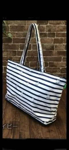 新品タグ付き☆ミッフィー折りたたみトートバッグ 17Lボーダー柄