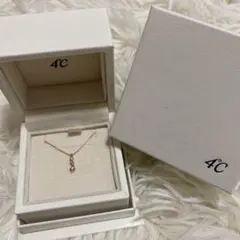 4°C K10ピンクゴールド ネックレス ３連 3石 ダイヤモンド