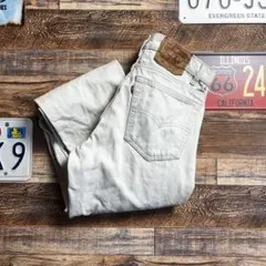 90s USA製 Levi’s 550 ホワイトデニム　バギージーンズW32