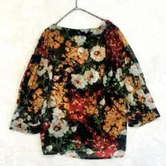 美品 花柄シフォンブラウス NARACAMICIE ルーマニア製 総柄