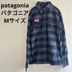 パタゴニア チェック 長袖ネルシャツ レギュラーカラー Mサイズ 紺黒赤 綿