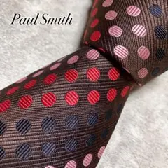 【新品同様】　ポールスミス　ネクタイ　光沢感　ドット　ストライプ　マルチカラー