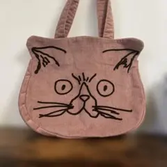 ノアファミリー　モーリーフェイスバッグ　猫顔型バッグ　ピンク